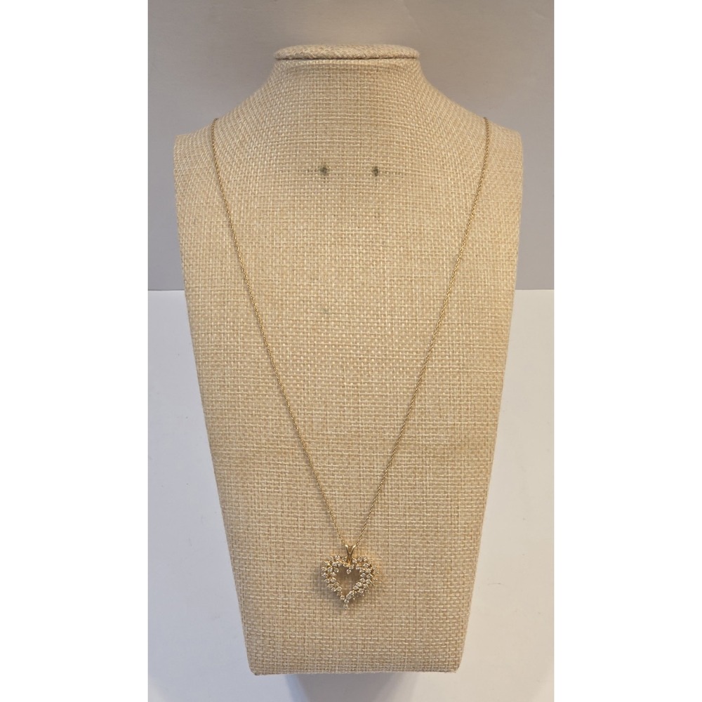 14k‎ Yellow Gold & Diamond Heart Pendant On 14k Gold 24" Chain Necklace